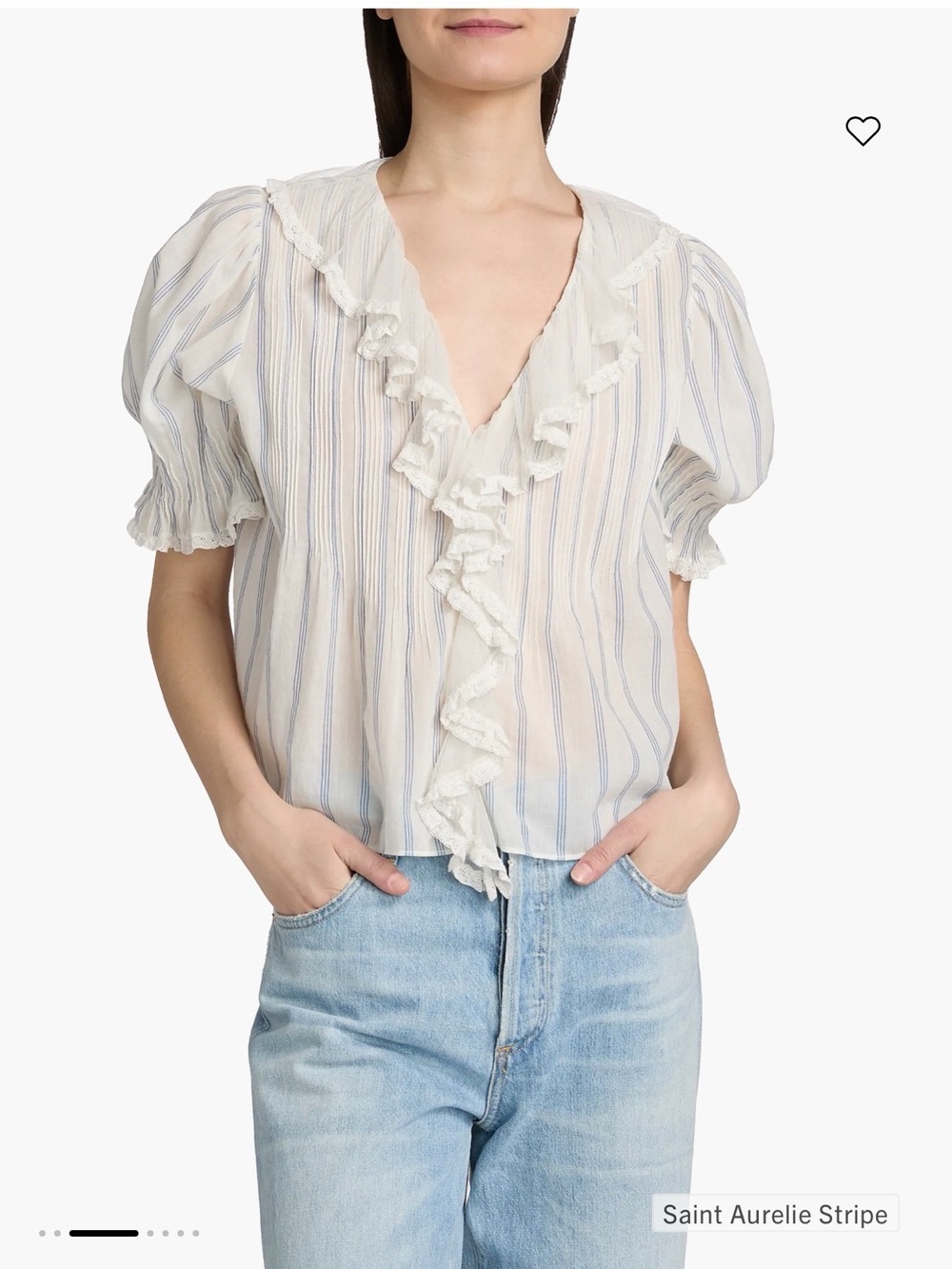 Doen Henri Striped Ruffle Front Top Size Medium - Picture 2 of 11